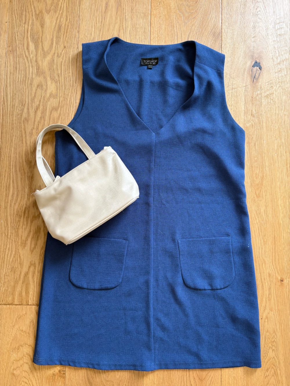 Topshop Indigo V-Neck Sleeveless Dress